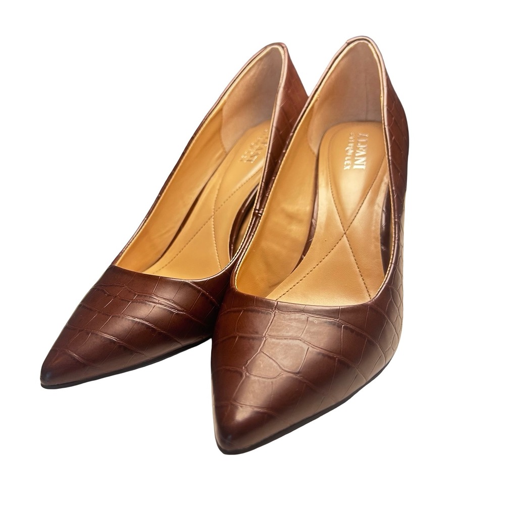 Alfani Step N Flex Crocodile Embossed Pointed Toe Pumps Size 9M Office Comfort